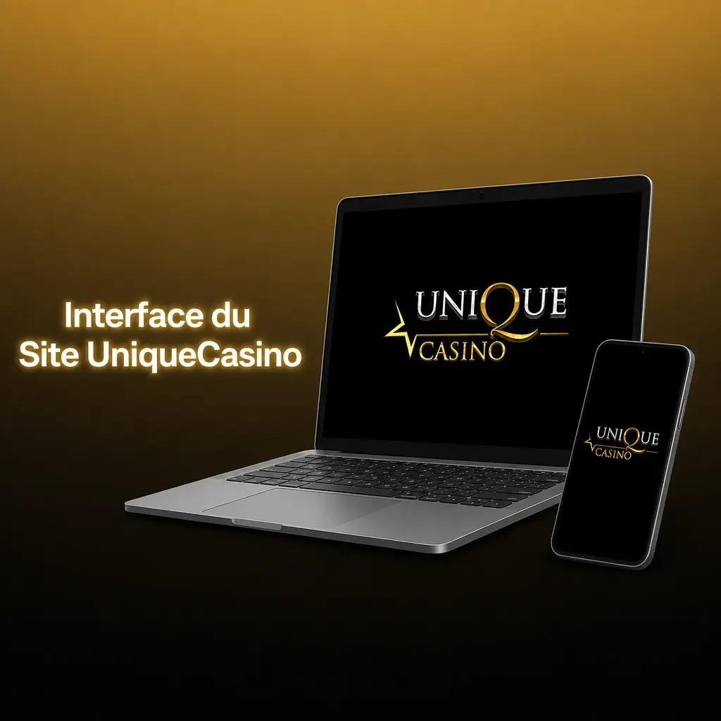 Interface du site UniqueCasino sur ordinateur et smartphone
